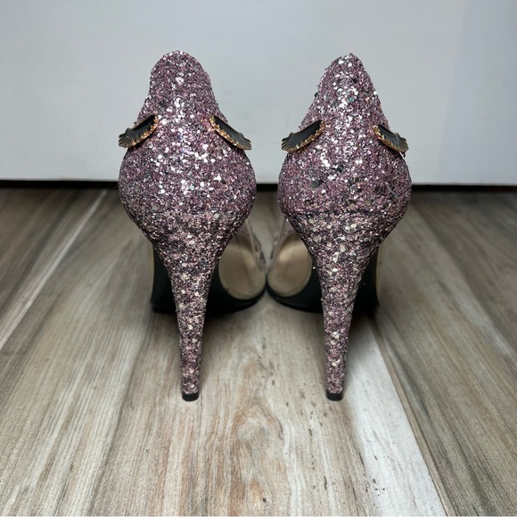 Too Faced Mink Made in Italy Better Than Set Pink Glitter Stiletto Heels Size 10 - Picture 2 of 14